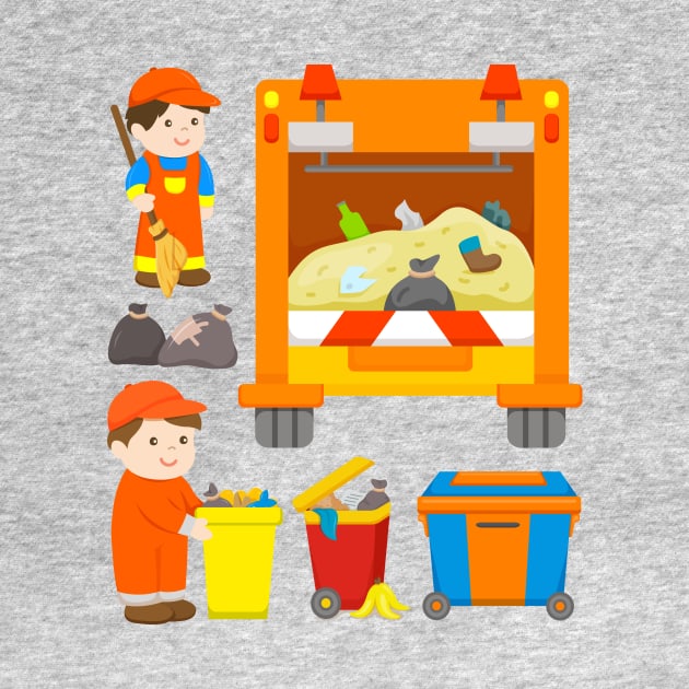 Garbage Truck Trash Collection Dustman Trashcans Boys by samshirts